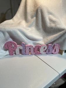 Girls Pink Princess Wooden Wall Sign Room Decor Tri-Coastal Design - Picture 1 of 5