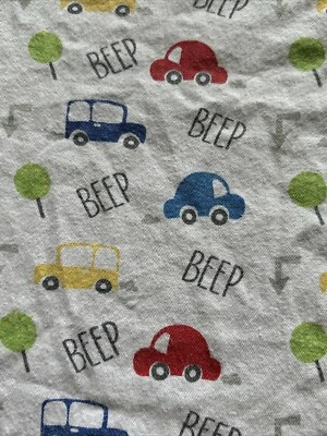 Car Fitted Crib Sheet Cotton Beep Vehicle Tree Toddler Bed Red Blue Yellow Green - Image 1 of 3