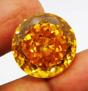 Natural 57.60 Ct Cambodian Yellow Zircon Round Cut Loose Gemstone " CERTIFIED " - Picture 1 of 7