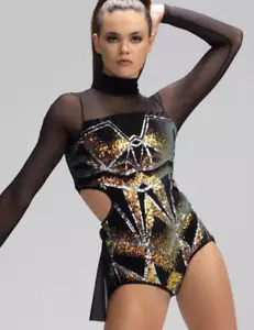 Weissman Elite Tanzkostüm schwarze Pailletten Baby I'm Yours 14584 Erwachsene SA Größe S - Bild 1 von 13