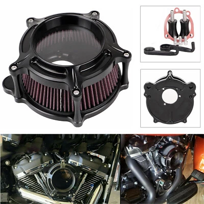 Black CNC Air Cleaner Intake Filter System For Harley Davidson Softail Dyna FXDF Foto 1 de 4