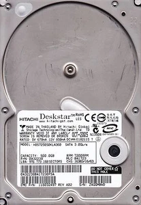 Hitachi HDS725050KLA360 500GB p/n: 0A32238 MLC: BA1723 SATA Hard Drive 1104 - Picture 1 of 2
