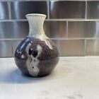 Studio Art 3.5” Miniature Vase Pottery Burgundy Red Hand Thrown Signed Ron Dean