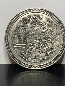 Vintage 95% Zinc Collectible Plate Zinn Becker Stuttgart Herbst Fest Germany - Picture 1 of 6