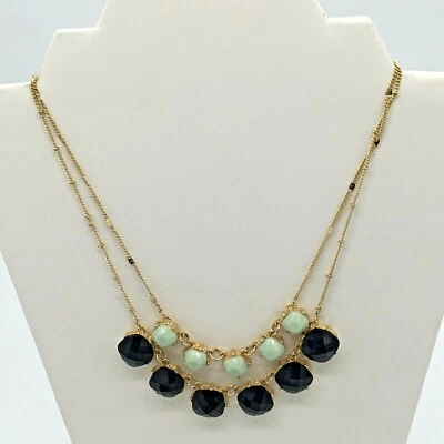 Collar Multi Hilo Piedra Facetada Verde y Azul Tono Dorado Liz Claiborne De Colección  Foto 1 de 4