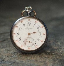 Antique Longines pocket watch , gun metal case, serviced