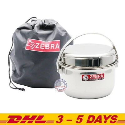 Zebra Stainless Steel 3 Pcs Pot & Pan Set Portable Camping and Travel with Bag - Image 1 of 4