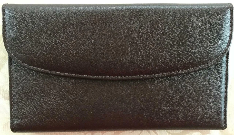 CARTERA CLUTCH DE CUERO MARRÓN ~ Wilson ~ NUEVA con tarjeta ~ Bolsillo trasero exterior ~ Foto 1 de 1