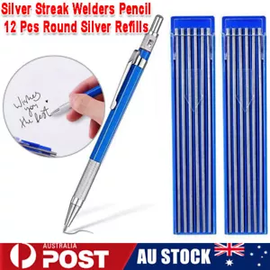 Silver Streak Welders Pencil with 12 Pcs Round Silver Refills, Metal Marker Pen - Picture 1 of 11