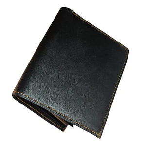 Herren Nappa Leder Brieftasche Hochformat Geldbörse schwarz/tan - Picture 1 of 2