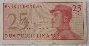 INDONESIA - 1964 - 25 SEN - BVV 021404 - BANKNOTE CIRCULATED - Picture 1 of 2