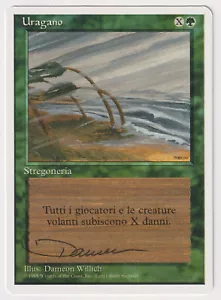 Signed Italian Hurricane Proof LP 4th Edition Artist Dameon Willich MTG Magic AP - Picture 1 of 2