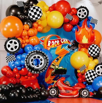 Kit de arco de globo todo en 1 para coche de carreras con llama de bonificación y coche de carreras para Hot Wheels... Foto 1 de 4