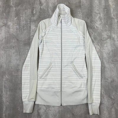 Chaqueta Lululemon Blissed Out para Mujer 4 Rayas Blancas Cremallera Ligera Gimnasio Foto 1 de 4