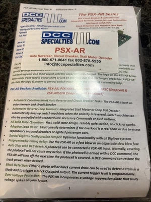 DCC Specialties PSX-AR Auto Reverser and Circuit Breaker Stall Motor Decoder - Image 1 of 2