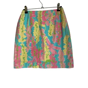 Lilly Pulitzer Vintage White Tag Size 4 Dragon Fly Cotton Fully Lined Mini Skirt - Picture 1 of 8