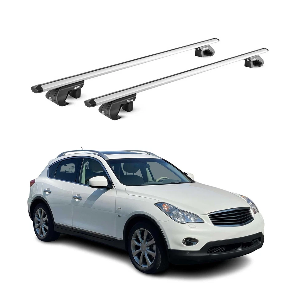 Compatível com Infiniti QX50 2014-2017 rack de teto barras transversais porta-bagagens prata 2 peças - Imagem 1 de 4