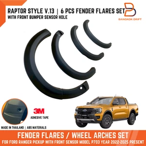 RAPTOR STYLE FENDER FLARES ARCH FIT FORD RANGER PY UTE FRONT SENSOR 22-25 - Picture 1 of 11