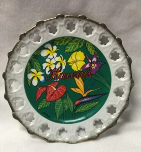 Sammelteller Hawaii 1998 mit Goldrand & Blumenausschnitten um Rand - Bild 1 von 5