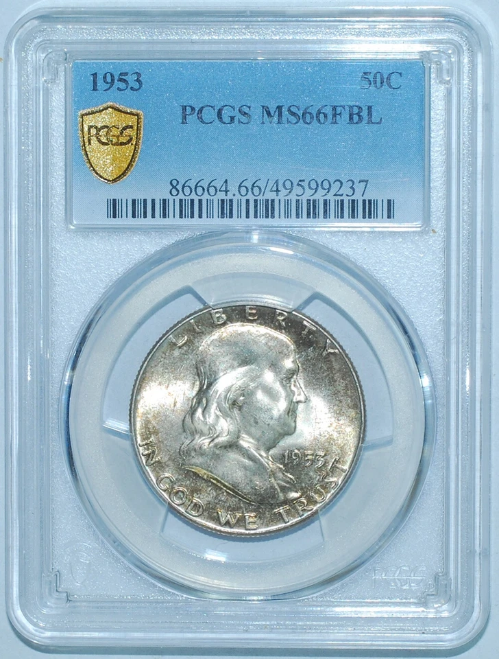 1953 P PCGS MS66FBL Full Bell Lines Franklin Half Dollar - Image 1 of 2