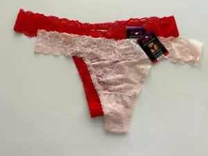 2 pair Maidenform brief thong size 2XL 9 New lace sexy must have red beige - Picture 1 of 5