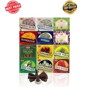 Hem 12 Assorted Boxes of Incense Cones, (120 total)| Natural Fragrance For Ar... - Picture 1 of 24