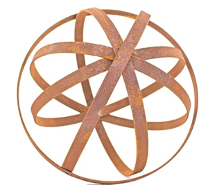 12'' Lawn Ornament Steel Garden Sphere Rusted Patina Finish Garden Sculpture - Picture 1 of 11