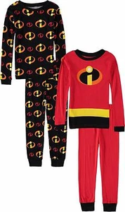 Disney Incredibles 4 PC Long Sleeve Tight Fit Cotton Pajama Set Boy Size 4 6 8 - Picture 1 of 1