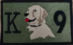 K-9 Labrador Diensthund Bügelbild Aufnäher Patch Moral Tactical schwarzer Rand #2 - Bild 1 von 2