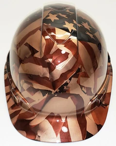 Hydro Dip Copper Metallic American Flags Pyramex Ridgeline Hard Hat - Picture 1 of 7