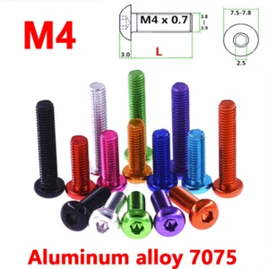 M4 Aluminium Button Head Screws - Allen Key Bolts Hex Head - Anodised - Coloured - Picture 1 of 5