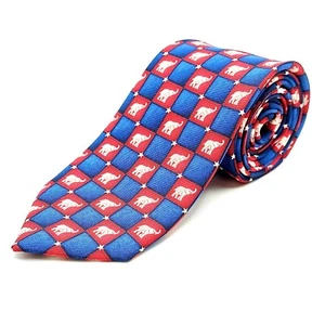 Boys 100% Silk Neck Tie, Beau Ties Ltd. of Vermont Hand Sewn 41"L 2.5"W Blue/Red - Picture 1 of 4
