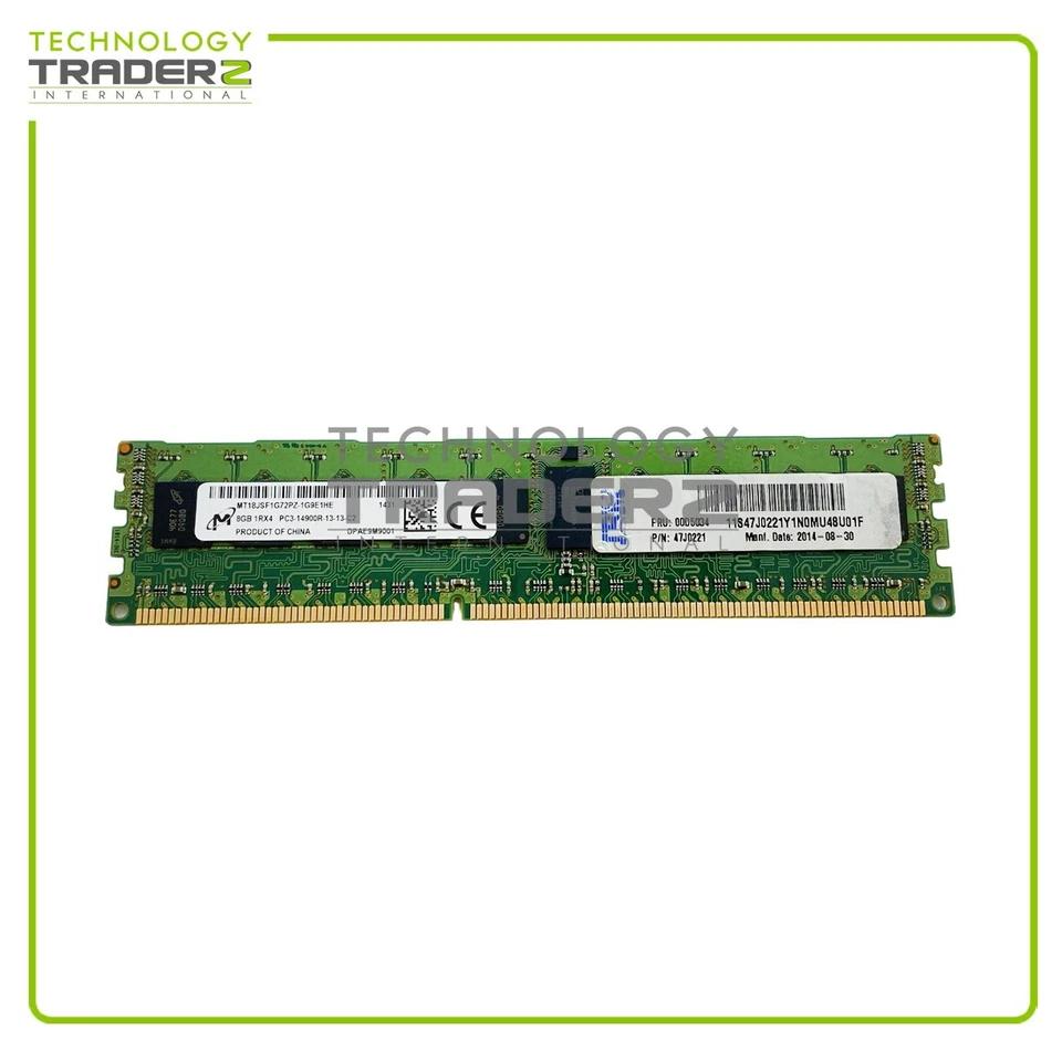 Módulo de memoria de rango único 00D5034 IBM 8 GB PC3-14900 DDR3-1866 MHz ECC Reg 47J0221 Foto 1 de 1