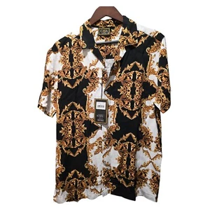 Casa Moda Shirt Short Sleeve Black Good Luxury Baroque Pattern Size M - Picture 1 of 14