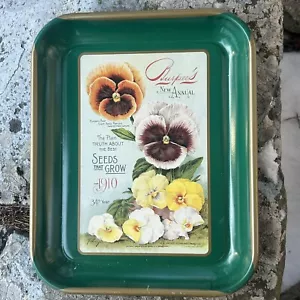 Vintage Burpees Seeds 120 Year Anniversary Metal Tray Pansies - Picture 1 of 11