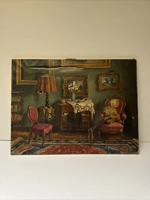 ANTIQUE PAINTING INTERIOR MASTER RESTORATION PROJECT ARISZTID SZENDY LISTED - Image 1 of 4