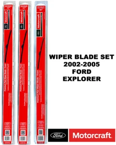 Motorcraft Premium Wiper Blades Genuine OEM Set Of 3 For Ford Explorer 2002-2005 - Picture 1 of 2