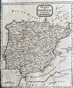 1815 Antique Map; Spain and Portugal Divided into Provinces