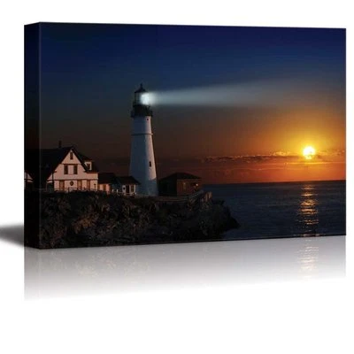 Wall26 - Canvas Prints Wall Art - Portland Headlight Light House at Dawn- 16x24 - Image 1 of 3