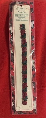 Apliques de bordado de cinta 100 % seda hechos a mano Simply Stitches rosas rojas NUEVO Foto 1 de 4