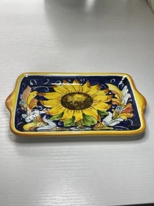 Vintage Sunflower Firenze Trinket Dish Handmade & Hand Painted In Italy - Picture 1 of 2