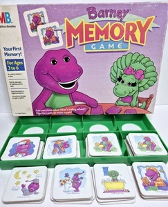 Vintage 1993 Barney Memory Matching Game Milton Bradley Baby Bop 64 Memory Cards - Bild 1 von 18