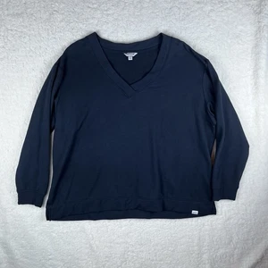 Orvis Womens XXL Black Vneck Sweater Jumper Modal Polyester Boxy Cozy Lounge - Picture 1 of 14