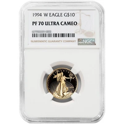 1994-W Proof $10 American Gold Eagle 1/4 oz NGC  PF70UC Brown Label - Image 1 of 2