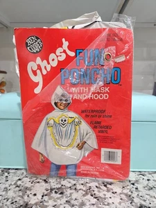 RAR Vintage Ben Cooper GHOST Fun Poncho Kostüm mit Maske und Kapuze wasserdicht - Bild 1 von 4