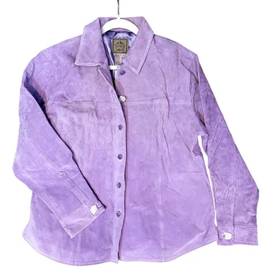 NUEVO CON ETIQUETAS NUEVO AMI Jeans XL Lavanda Púrpura Gamuza Cuero Abotonado Chaqueta Abrigo De Colección Foto 1 de 4