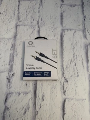 Quikcell (6 Foot) 3.5mm Auxiliary Cable - Black, 6 FT Auxiliary Cable, NEW - Image 1 of 4