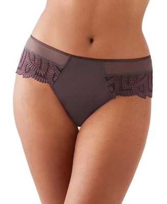 Wacoal After Dark Tanga Cheeky Panty Women's 5-S Raisin Mesh Front Embroidered - Image 1 of 4