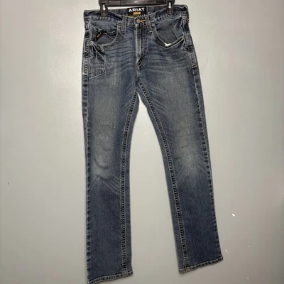 Pantalones de mezclilla Ariat para hombre M5 31x36 corte recto ajustado trabajo mancha  Foto 1 de 4