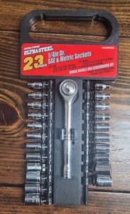 ULTRASTEEL 23 piece SAE and Metric Socket Set w/ Ratchet Handle 1/4" Drive - Picture 1 of 4